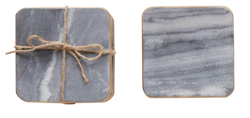 Marble Coasters with Gold Edge, Set of 4